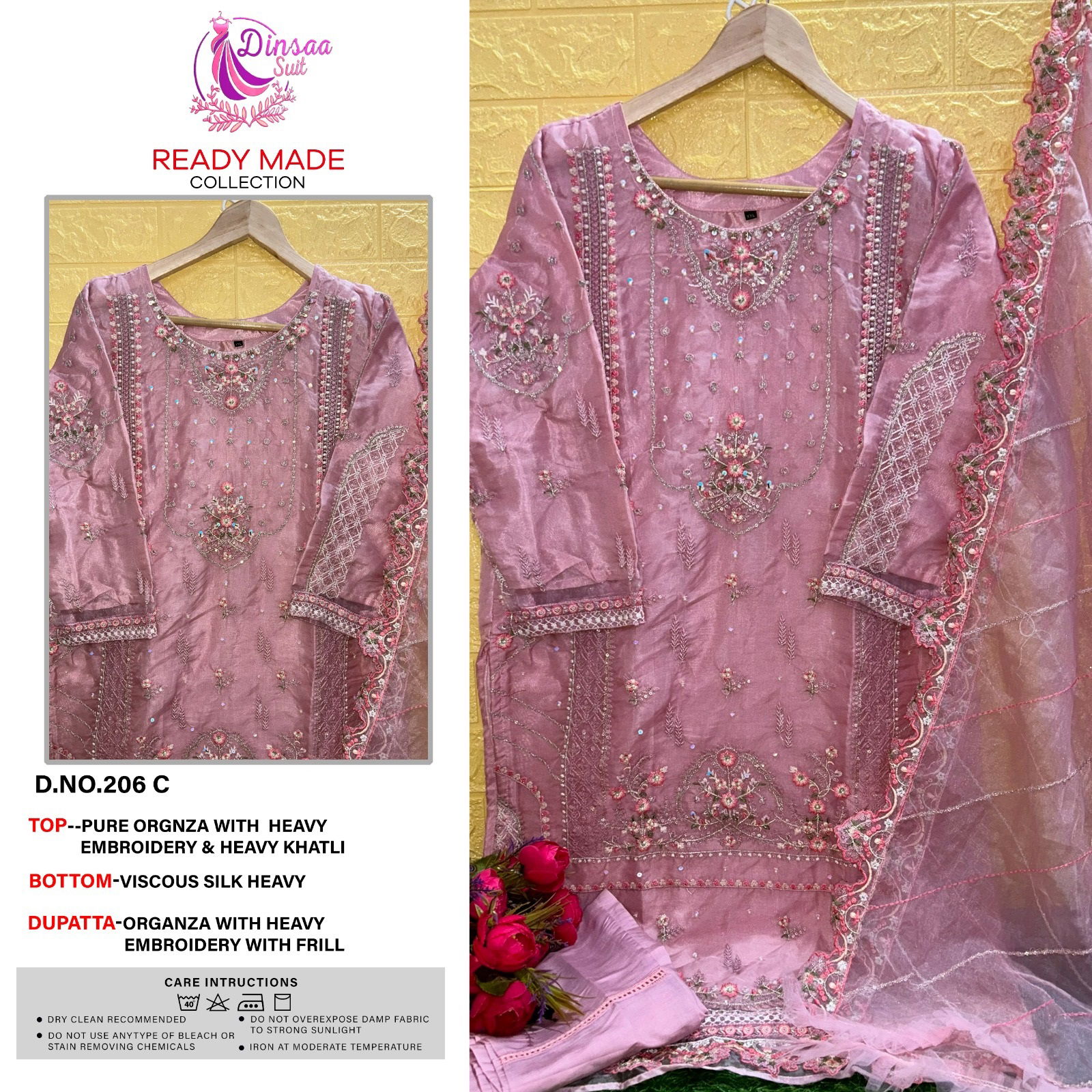 Dinsaa 206 A To D Readymade Pakistani Suits Catalog
